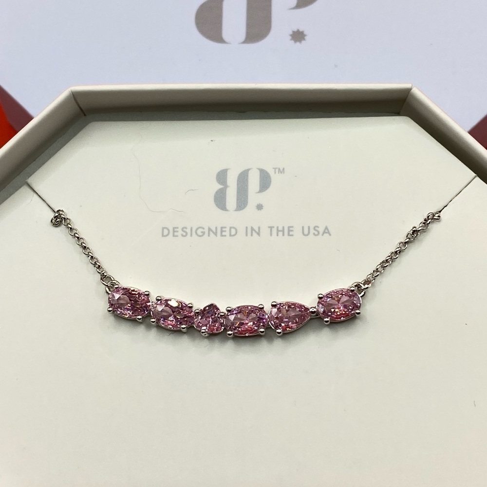 Bomb Party Necklace RBP8531 “Artistic Details” Cubic Zirconia on Rhodium NWT - Picture 2 of 3